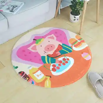 

Cartoon Animal Cute Pig Round Carpet Living Room Computer Chair Area Rug Children Play Tent Floor Mat Cloakroom Rugs And Carpets