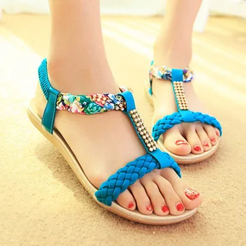 

Fashion Women Sandals 2020 Women Shoes Flat Sandals Women Rhinestones Ladies Shoes Summer Beach Sandalias Female Shoes