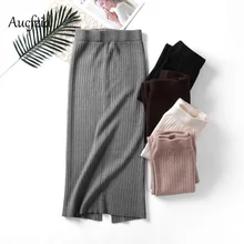 Aucfzid Весна Высокая талия юбка-карандаш Для женщин трикотажные эластичные винтажные юбки женские осенние тонкие Повседневное юбки A023