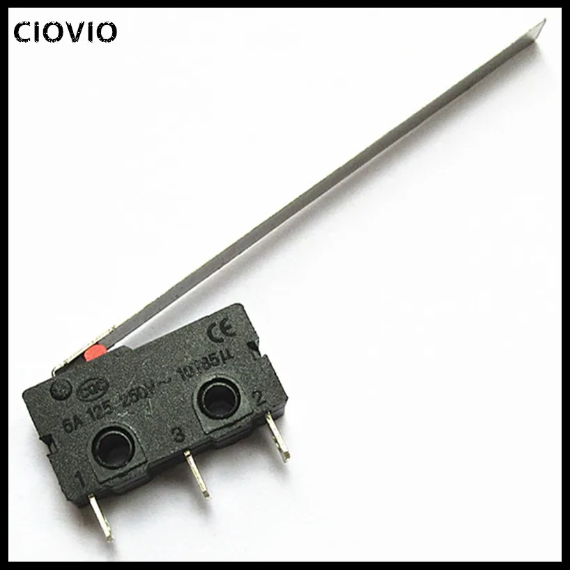 

CIOVIO 10pcs Micro Switch KW12-D 55MM handle length Straight handle 3PIN Contact button open 5A 125V travel switch