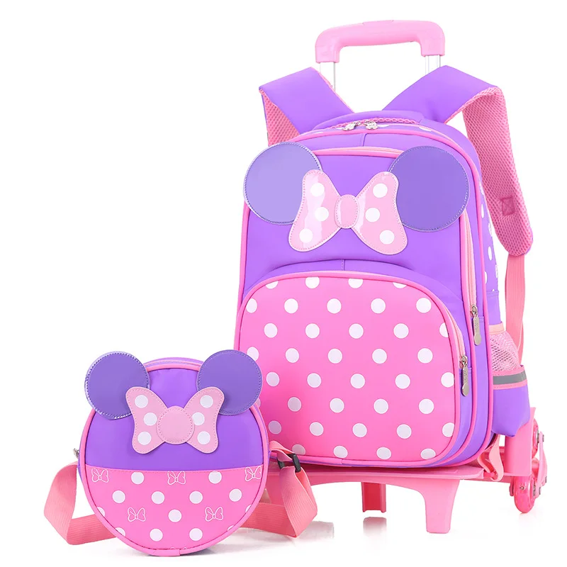 

2018 Cartoon Design Children's School Backpacks Detachable Trolley Backpack For Girls Pretty Kids Book Bags Princess Style