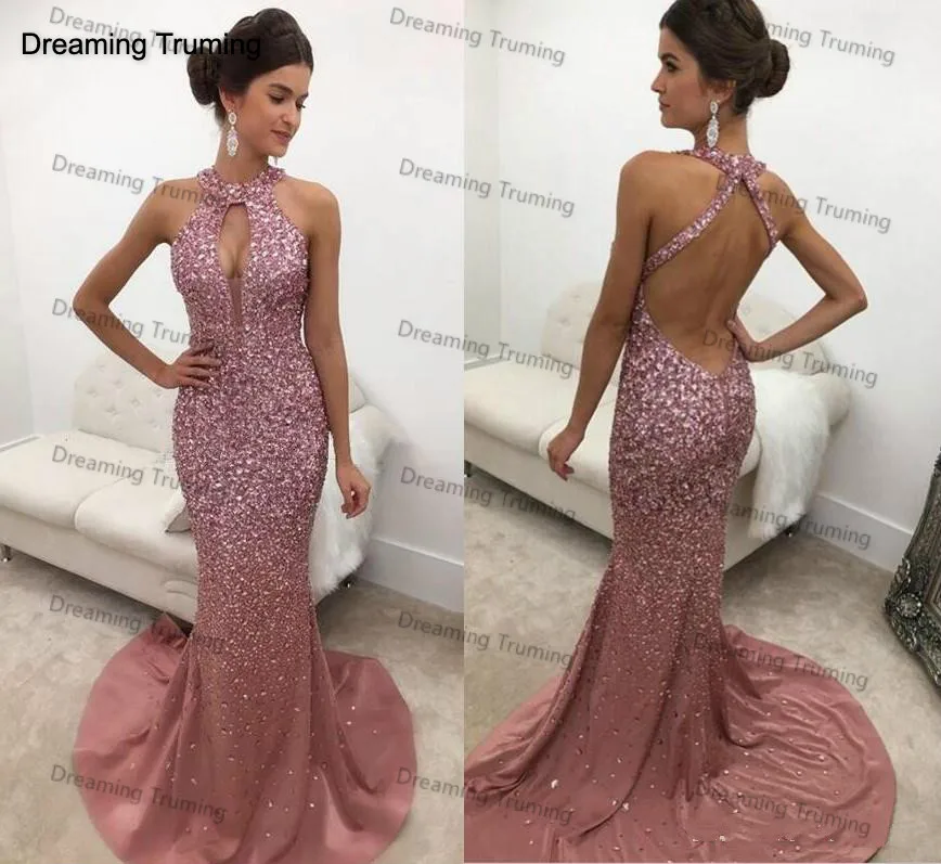 pink and rose gold prom dress