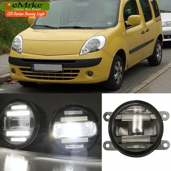 

eeMrke Xenon White High Power 2 in 1 LED DRL Projector Fog Lamp With Lens Daytime Running Lights For Renault Kangoo 2 2008-2015