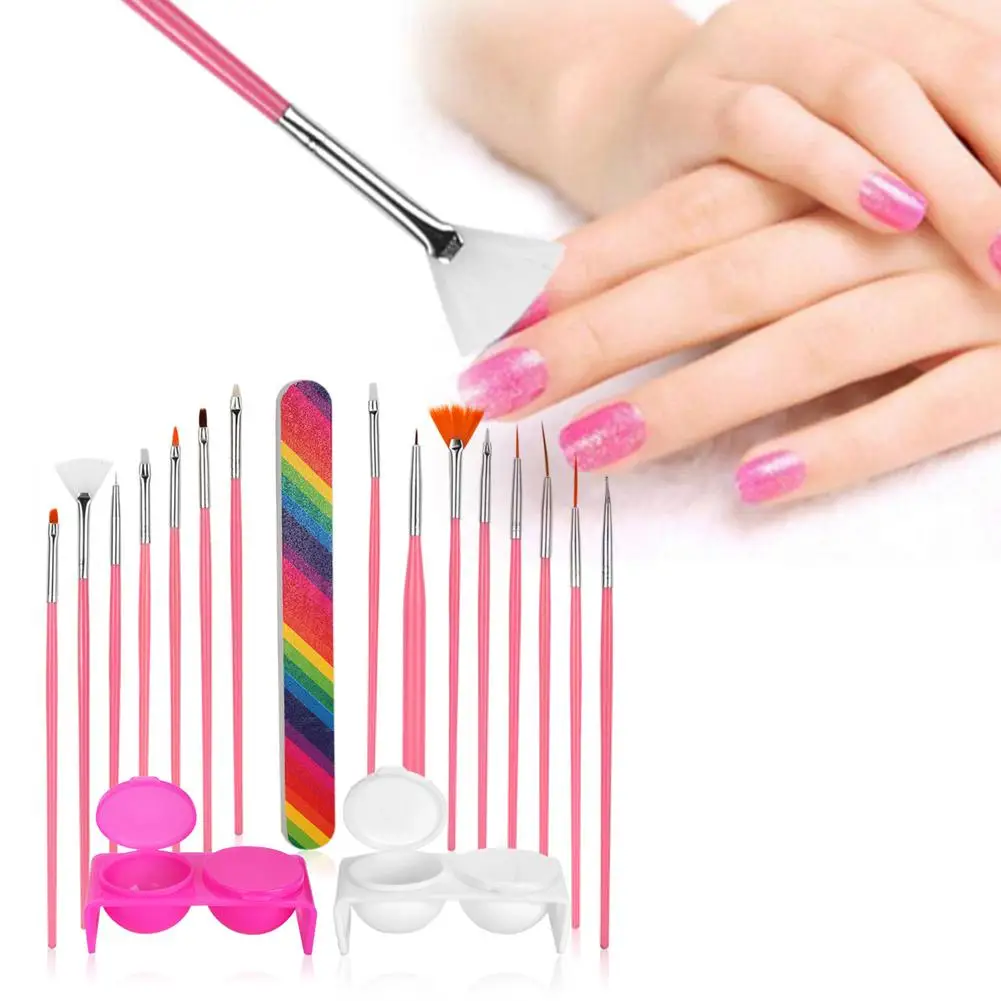 18Pcs/Set Drawing Paint Brush Set Pink Nail Art Tools Brushes Set Nail