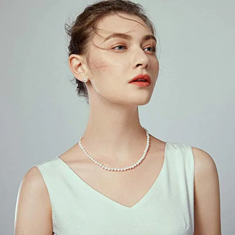 

Pearl Necklace 8mm Simulated Round Pearl Chain Necklace For Women Collares Bridal Jewelry Wedding Gifts 2019