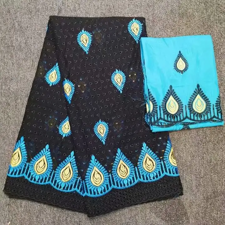 

african lace materials swiss voile lace with stones black lace fabric for nigerian party 100%cotton dubai fabric 5+2yard/set