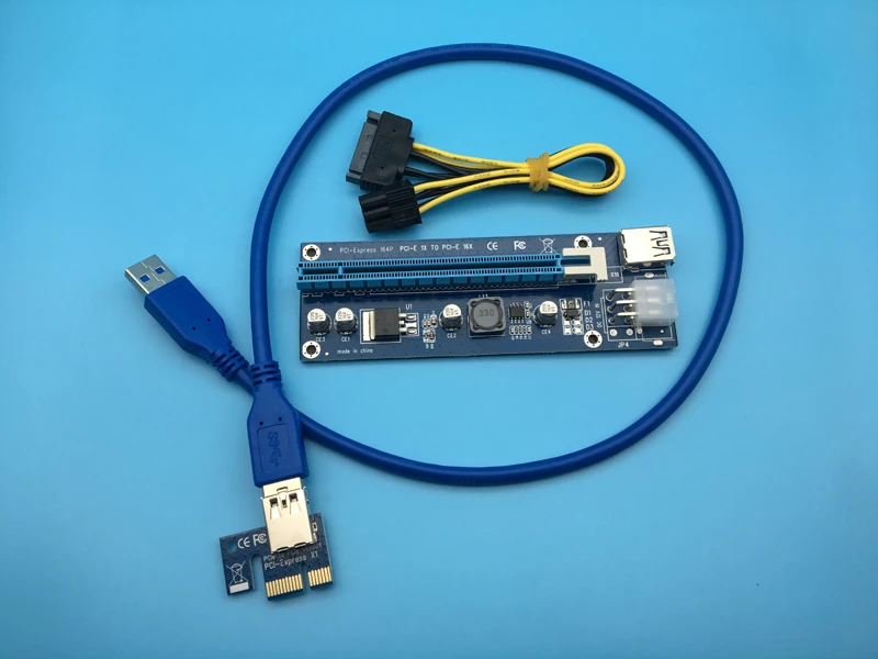 60 см PCIe PCI-E карта с разъемом PCI Express 1x к 16x с USB3.0 кабель SATA к 6Pin Мощность кабель Riser Card для добывания монет Биткойн машины