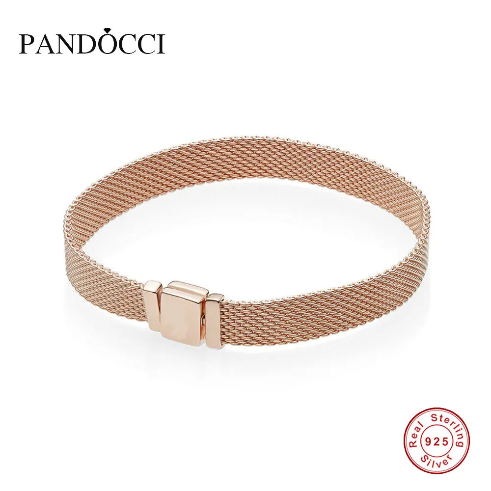 

925 Sterling Silver Reflexions Bracelets Rose Gold Original Jewelry Making Fits For Reflexions Charms PANDOCCI