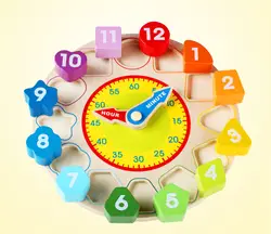 Цифровой геометрический познавательный, на поиск соответствия игрушечные часы красочные деревянные 12 цифр Часы игрушки для малышей, детей