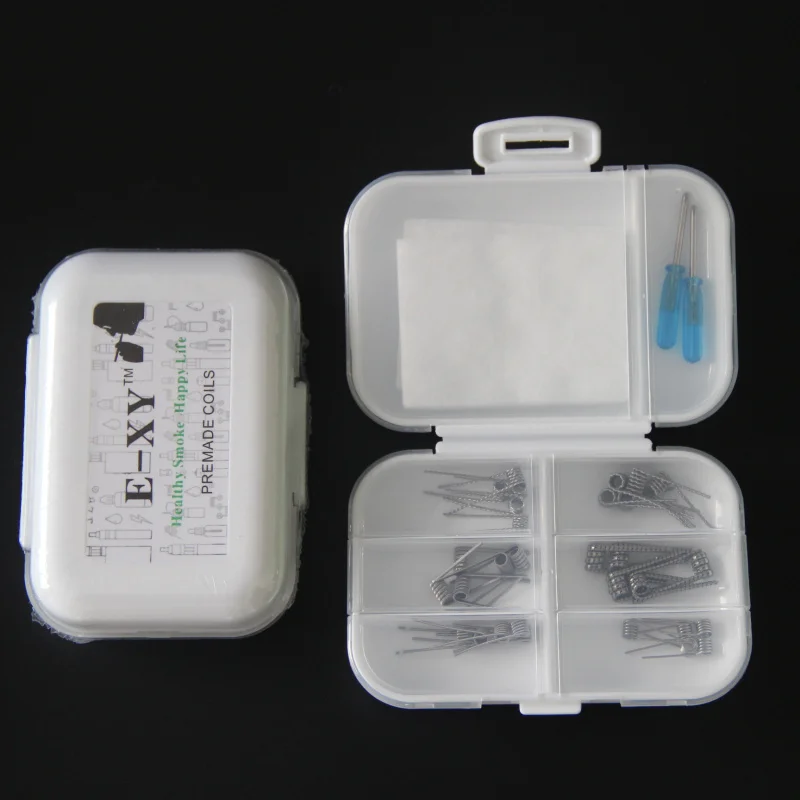 

E-XY 8 in 1 Premade Coil Box Kit Tank track Clapton Regular Twist Clapton Juggernaut Prebuilt Wires Cottons Screwdriver for RDA