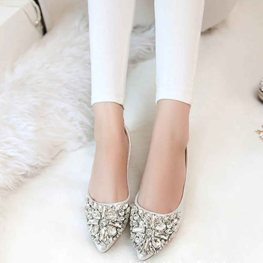 Spring Women Shoes Fashion Women Ballet Shoes Bling Rhinestone Women Flats Princess Shiny Crystal Wedding Shoes Women's Loafers