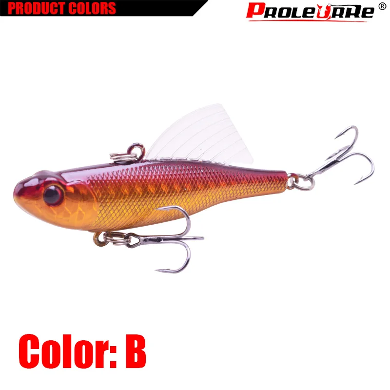 1Pcs Winter Sea Hard Fishing Lure 7cm 15g VIB Bait With Lead Inside Diving Swivel Jig Wing Wobbler Crankbait Fishing tackle - Цвет: B