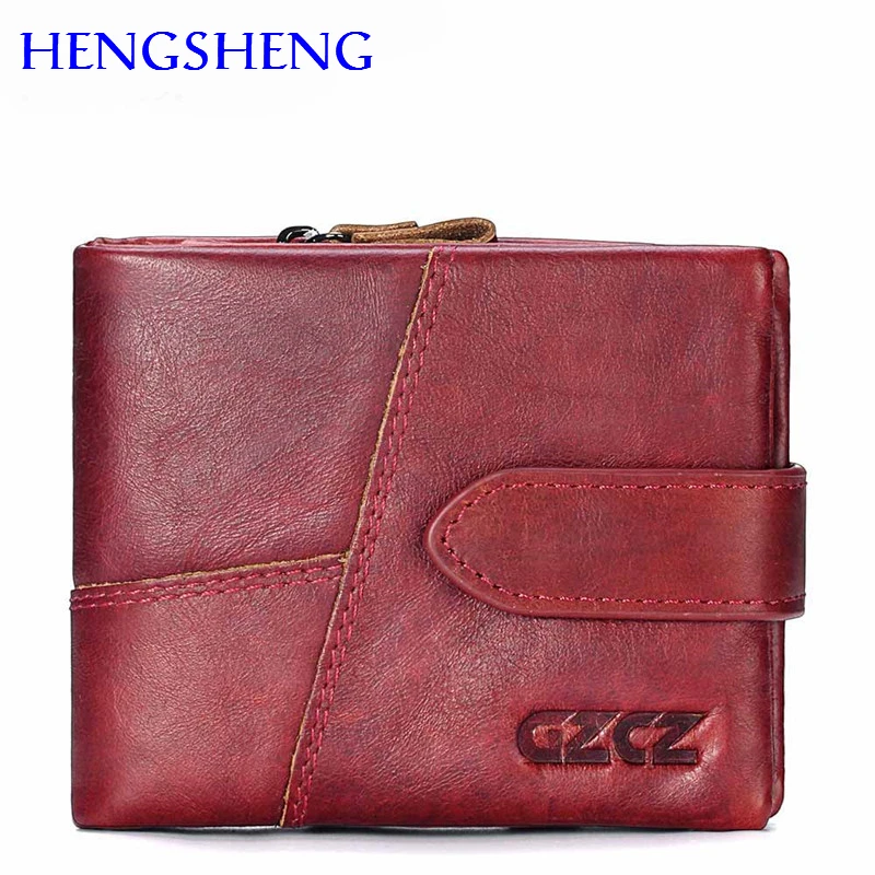 

Hengsheng 100% genuine leather women wallet with quality cow leather lady wallet men short wallet and women long wallets