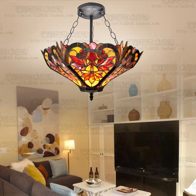 

18inch European Red Flower Color Glass Pendant Light Foyer Hallway Bedroom E27 110-240v Scandinavian scandinavian