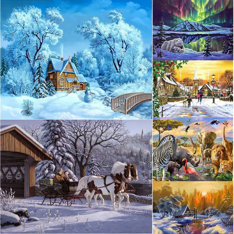 

KKWL Oil Painting Landscape Paint Press Digital Pack Landscape Craft Adult Paint Press Number Kit Beginner Set DIY Digital