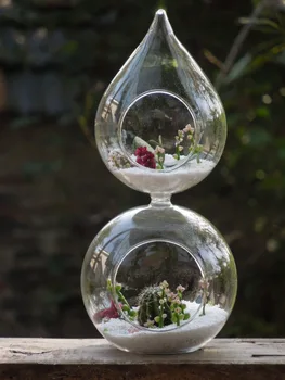 

Free Shipping 2pcs/pack Lucky Glass Material Gourd Terrarium Glass Vase Meat Flower Small Fresh Plants Glass Terrarium