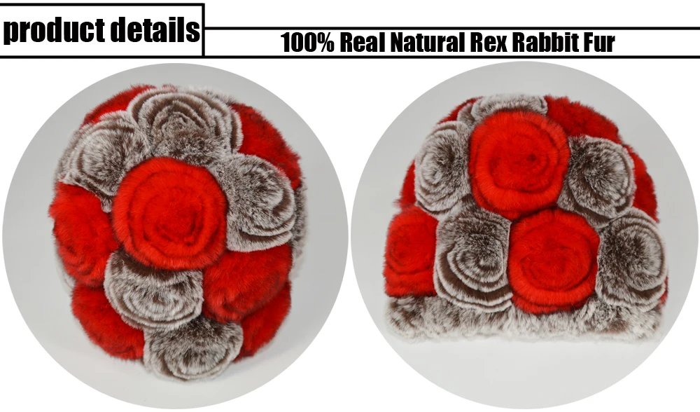 Новинка, зимние меховые шапочки в цветочек из натурального кролика Рекс, вязаная шапка для русской леди, натуральная меховая шапка, женские шапочки из натурального меха