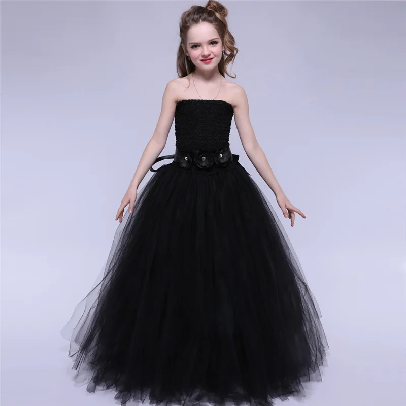 Черное платье-пачка для девочек; элегантное фатиновое платье принцессы для девочек на свадьбу, день рождения, вечеринку; Детский костюм на Хэллоуин; бальное платье для девочек - Цвет: Style 8