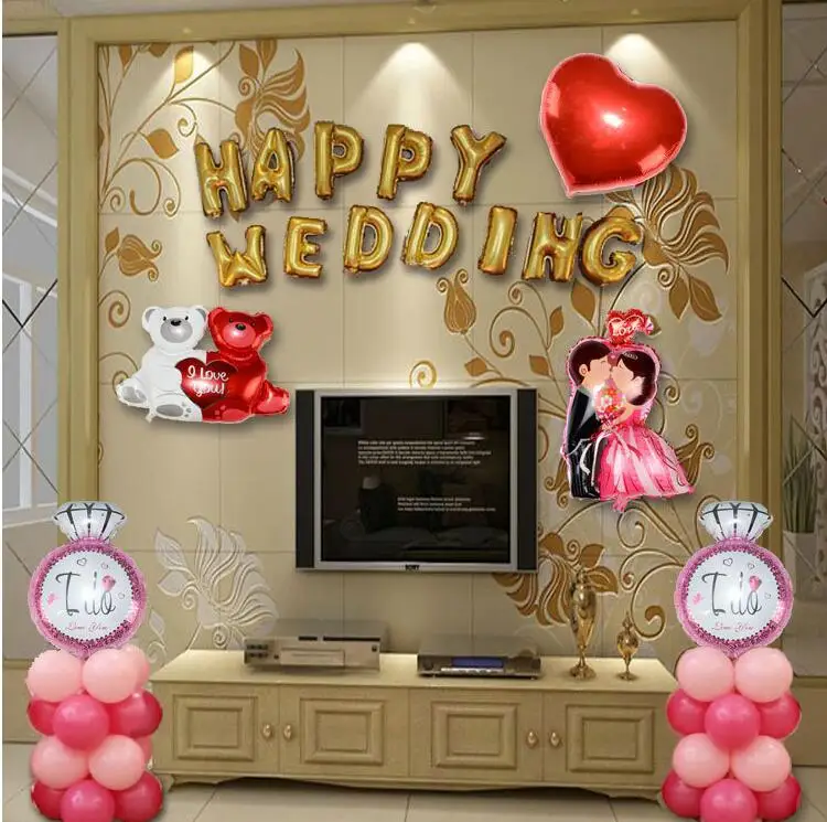 1pc Inflatable Air Ballons Groom and Bride LOVE Heart Shaped Aluminium Foil Balloon Wedding Engagement Party Decoration C1017 | Дом и сад