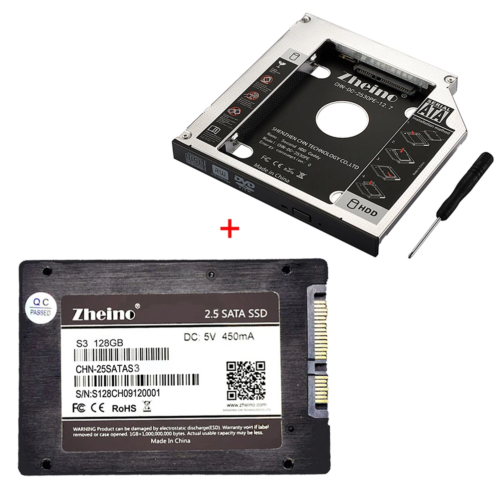 Zheino SSD SATAIII 128GB 256GB 512GB with 12.7MM Aluminum ...