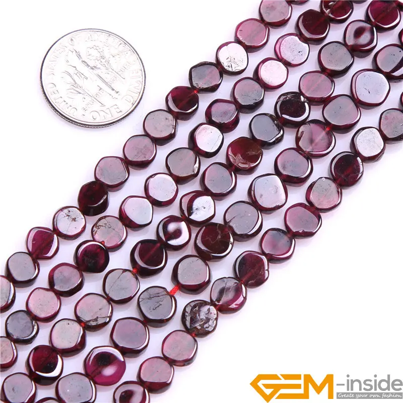 

Coin Shape Garnet Stone Beads Natural Stone Beads DIY Loose Beads For Bracelet Making For Jewelry Making Strand 15" Wholesale !