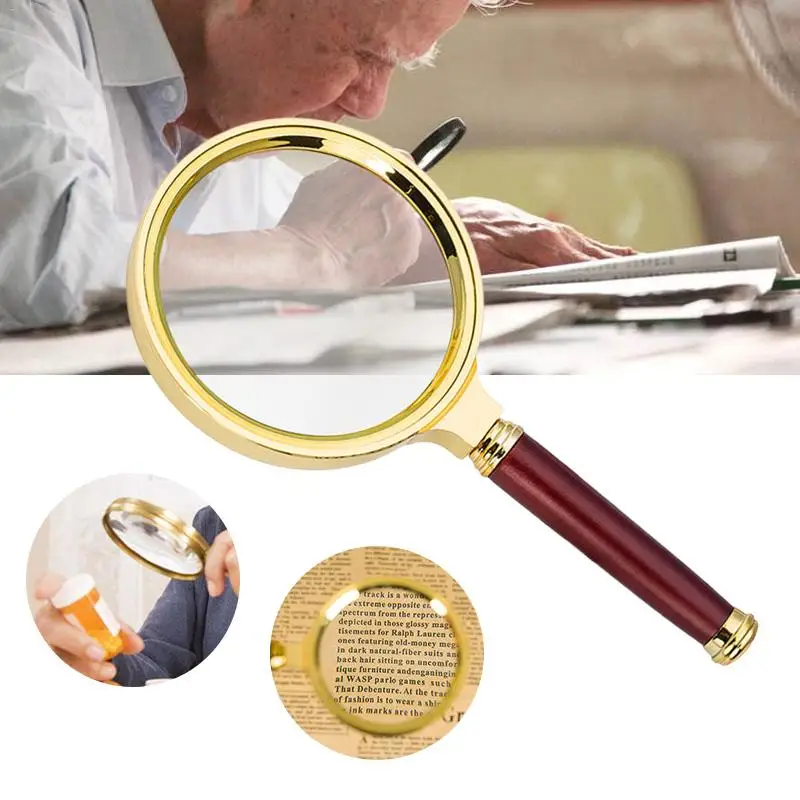 

10 X Faux Wood Handle Handheld Magnifying Glass Magnifier Loupe 60 mm/ 2.36 in