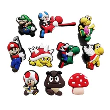 Лидер продаж 10 шт. Super Mario Милые обувь с мультяшками талисманы интимные аксессуары пряжки Fit Браслеты Croc JIBZ дети игрушечные лошадки подарки Вечерние