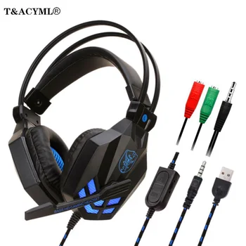 

Stereo Over Ear Gaming Headset for PS4 Xbox One with MIC LED Light 3.5mm Wired Gamer Headphones Noise Canceling Earphone For PC