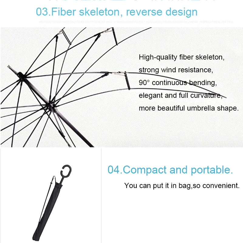 Reverse Umbrella Folding Double Layer Inverted Windproof C Handle Windproof Rain Car Umbrellas For Women Rain Gear