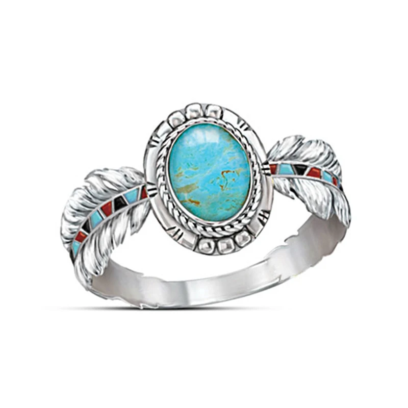 

ZHOUYANG Rings For Women Luxury Style Delicate Eagle Feather Blue Stone Silver Color Party Finger Ring Fashion Jewelry KCR259