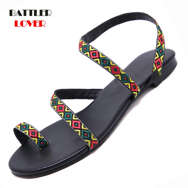 Plus Size 35-42 Thong Sandals Summer Women Flip Flops Weaving Casual Beach Flat Sandal Shoes Rome Style Female Sandals Low Heels