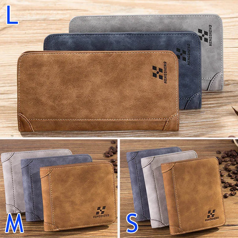 Vintage Men Wallet PU Leather Short/Long Purse Men's Three Folds Card Slots Wallet New