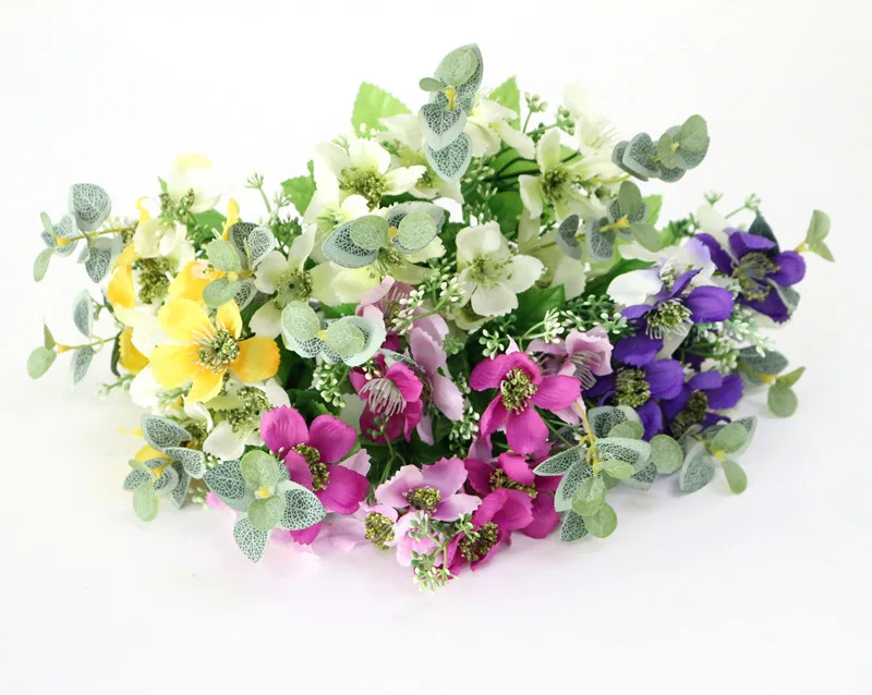 Flone Emulation Plastic Flower Chrysanthem Artificial Silk Flowers Little Daisy For Wedding Home Office Leisure Party Decora (14)