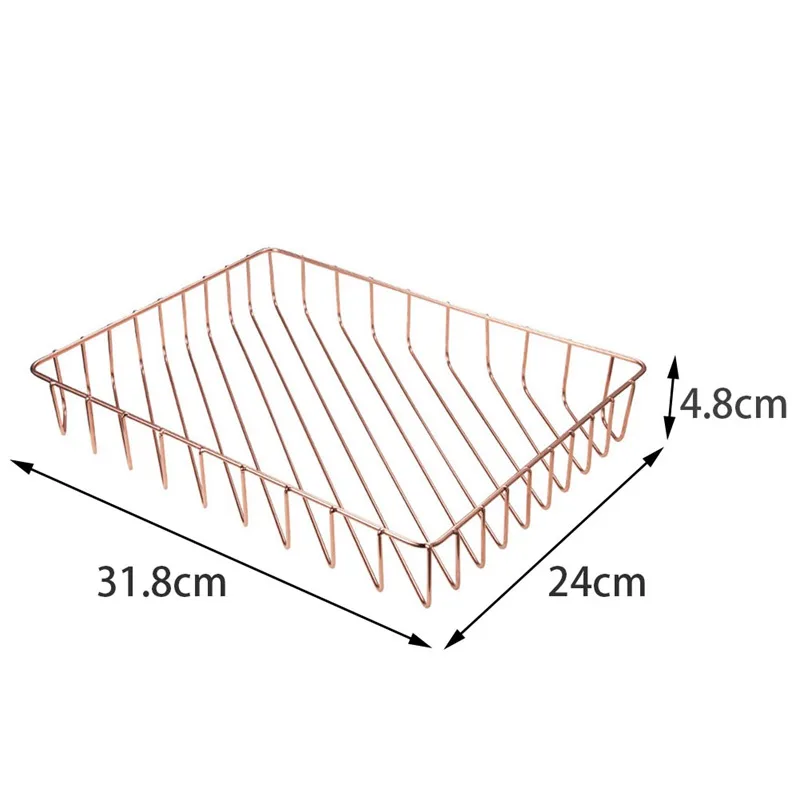 Корзина для хранения из розового золота корзина для фруктов железная корзина А4 элегантная Роскошная настольная органайзер для хранения