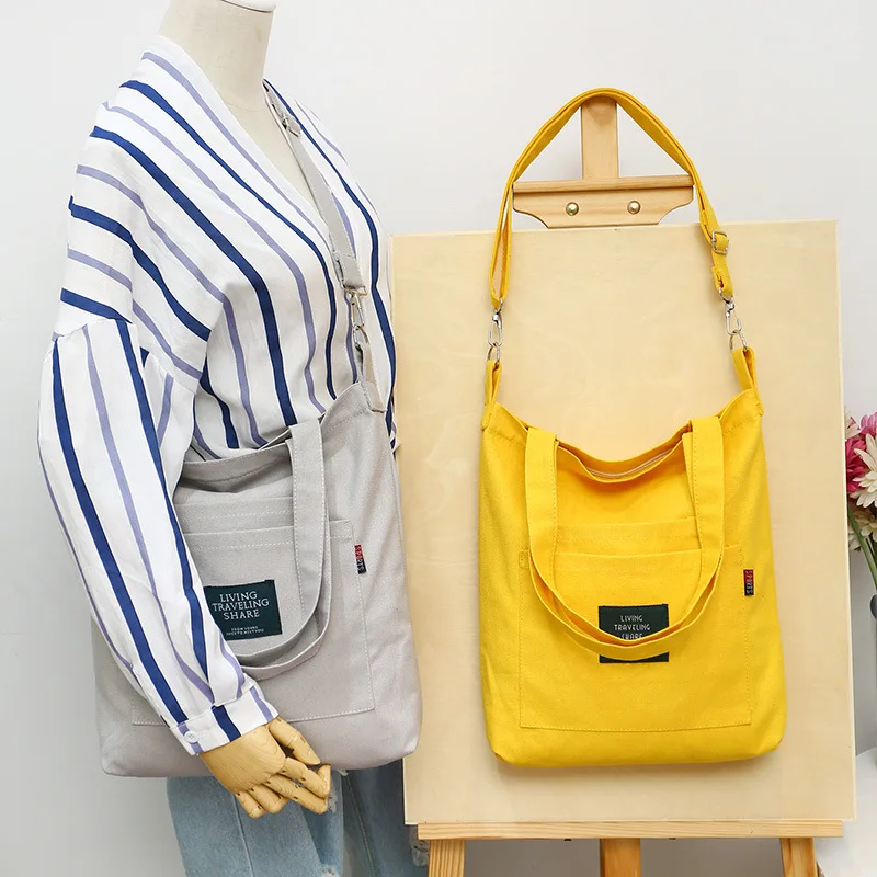 

2018 New Fashion Women Shopping Bags Canvas Solid Fashion Reusable Grocery Shopping Bag Webshop Eco Foldable Shopping Cart