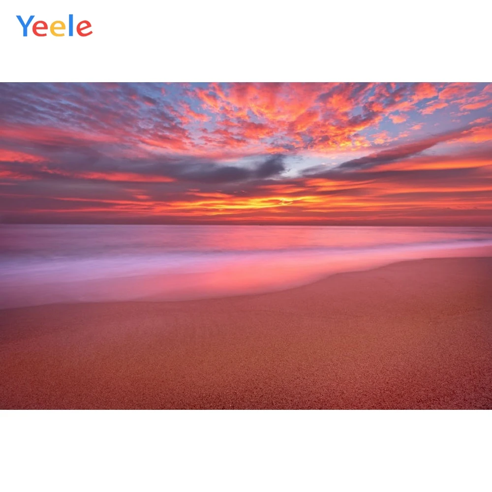 

Yeele Colorful Cloud Photography Backdrops Wedding For Photo Studio Beach Seaside Scenery Customized Photographic Backgrounds