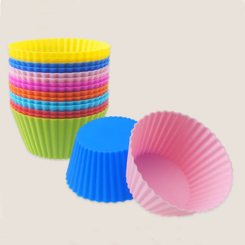 6pcs Big Size Silicone Cupcake Mold Round Shaped Silicon Cake Baking