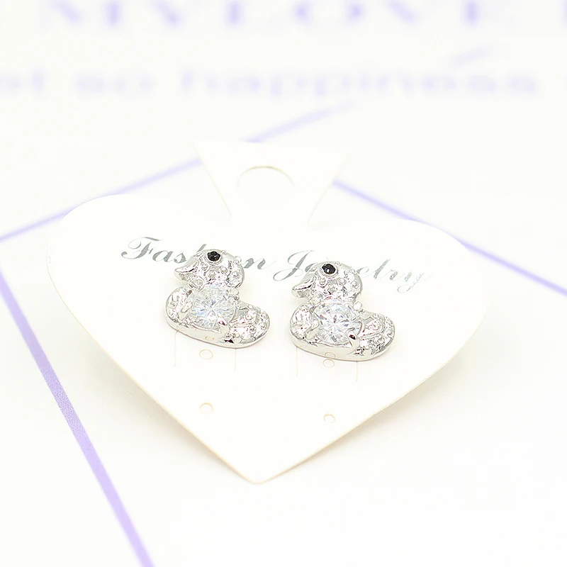 Cute Duck Shining Fashion Women Jewelry Kid Style Crystal Rhinestone Stud Earrings Female Bijoux Wholesale girl Gift C085 | Украшения и