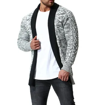 

2018 Autumn and Winter new Thick Long-sleeved color knitted Sweater Men's Slim cardigan Sweater Size M L XL XXL Color Gray