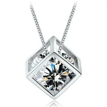 Кулон из серебра 925 пробы с квадратным кристаллом|crystal crystal|magic cube necklacelove |
