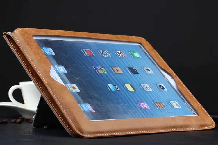 

Luxury Business Wallet Stand Leather Case for iPad Air iPad 5 Air 2 iPad 6 sleep Flip Magnetic Smart Cover with handhold stand