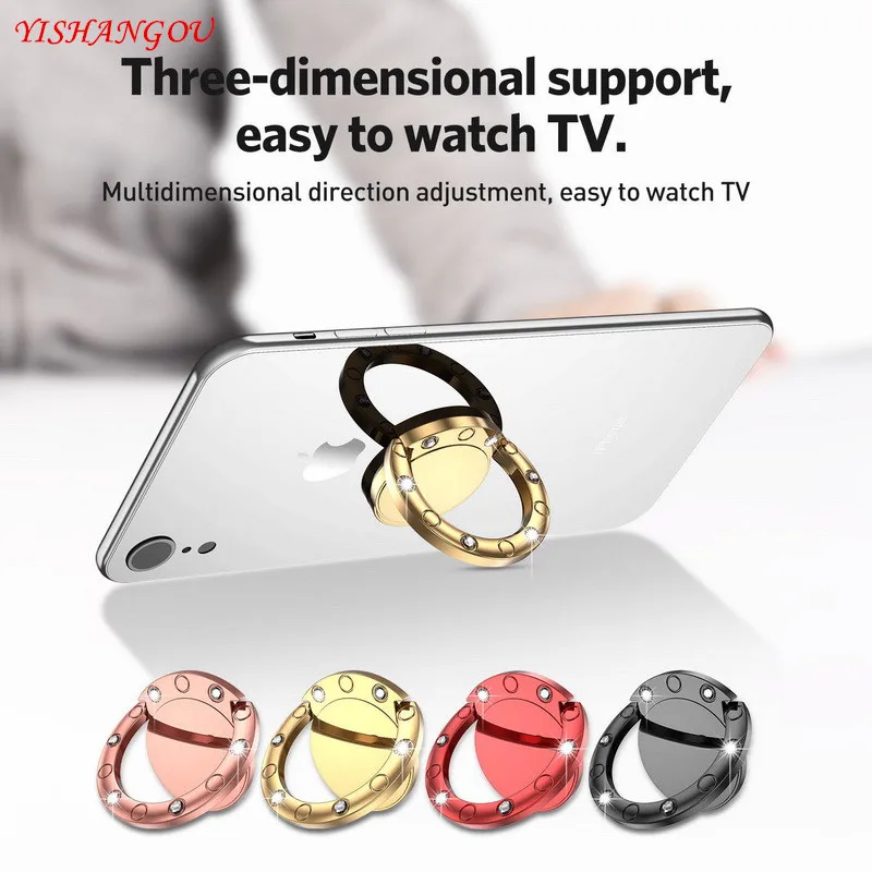 

Luxury Diamond 360 Rotation Metal Finger Ring Holder Universal Phone Case For Samsung S8 S9 Note 8 9 A8 Car Bracket Stand Cover