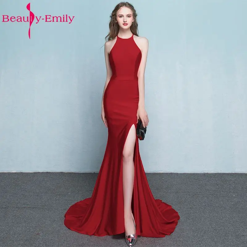 Beauty Emily, новинка, сексуальные длинные зеленые вечерние платья русалки,, без рукавов, с открытой спиной, для официальных случаев, для вечеринки, выпускного вечера