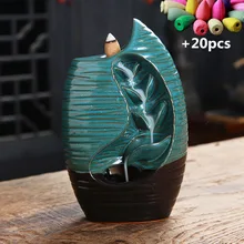 Креативный керамический обратный поток благовоний горелка домашний декор благовония держатель Аромат буддийский Будда курильница+ 20 шт благовония конусы