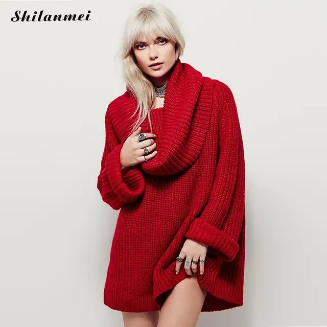 asymmetrical red sweater