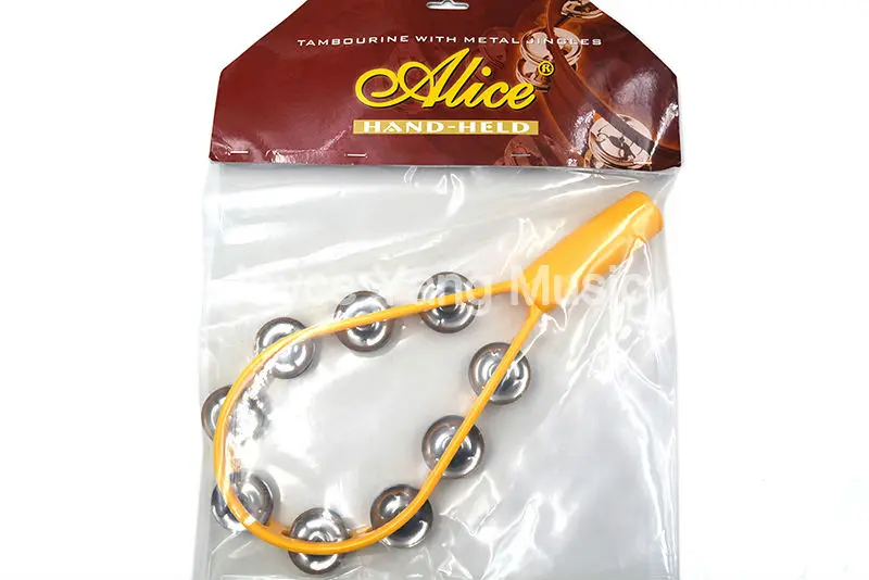 Alice Racket Shape Tambourine Percussion Handbell Ring Tambourine