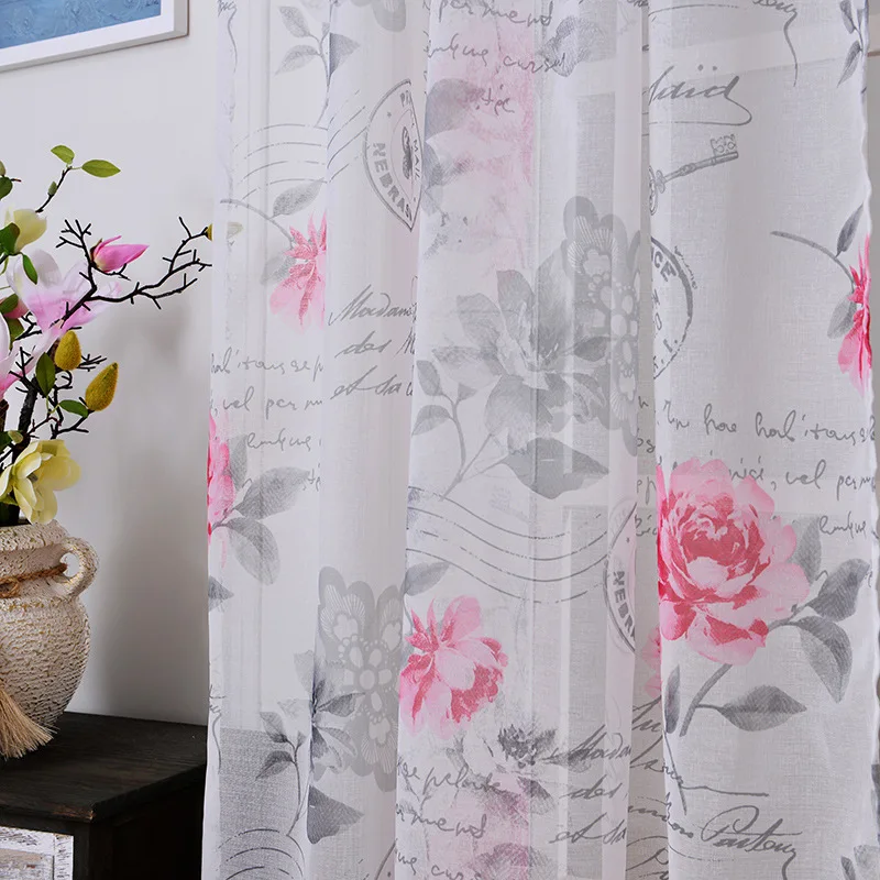 fabric sheer tulle curtains for bedroom flowers priority mail children Curtains for Living Room kitchen curtains tulles 1pc