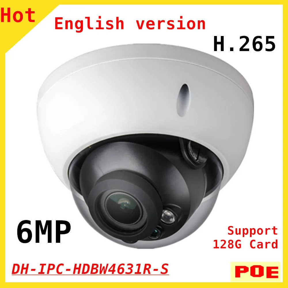 

English 6MP DH H.265 IPC-HDBW4631R-S IP Camera IR 30M Support POE SD Card network camera Dome Camera
