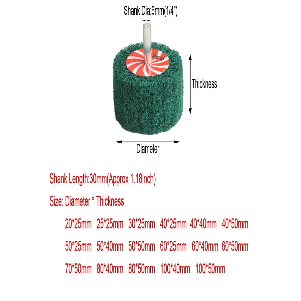 Губка шлифовальная Шлифовальная головка не плетеная с клапаном колесо установленное нейлоновое волокно полировальная щетка колесо для сверла 6 мм зернистость 320 180