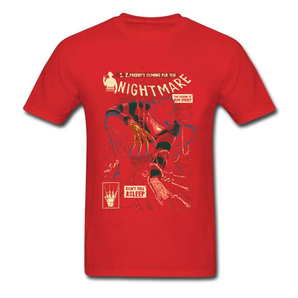 Nightmare comfortable Summer Fall 100% Cotton Crew Neck Mens Tops Tees Casual Tee-Shirts Graphic Short Sleeve T Shirts Nightmare red